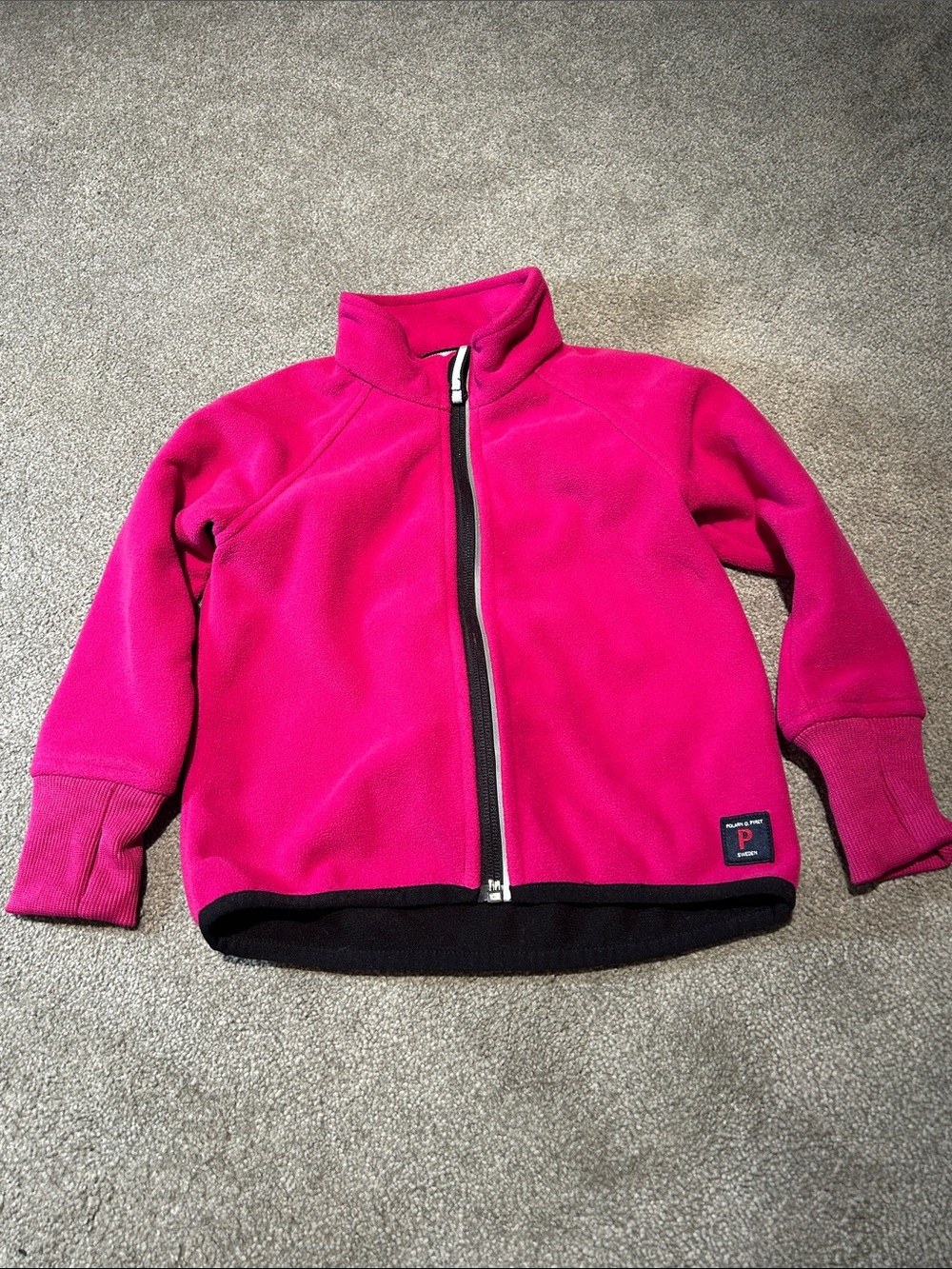 Polarn O. Pyret Bright Pink Full-Zip Kids Fleece Jacket